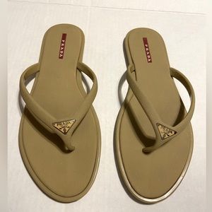 Prada Beige Flip-Flop Sandals